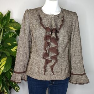 ✨3/$15 ADEC2 Philippe Adec brown ruffle jacket 6/40